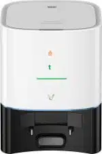 Viomi S9 UV Toz Üniteli Robot Süpürge - Beyaz (Viomi Türkiye Garantili), üzerinde yeşil ışık bulunan beyaz bir makinedir.